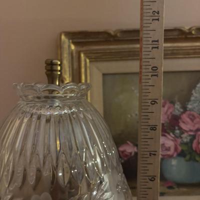 LOT 98: Signed Robert Cox Flora Still Life Painting & Crystal Night Light/Lamp