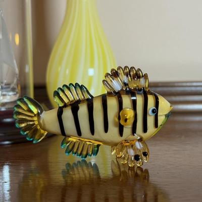 LOT 99: Marquis by Waterford Crystal Paisley 8 x 10 Picture Frame, Yellow Striped Vase, Hand Blown Yacht in Glass Dome & Glass...