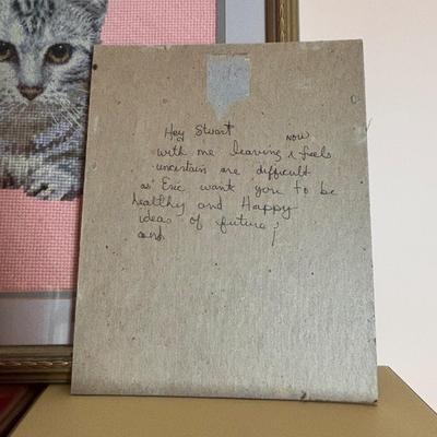 LOT 100: Here Kitty! Kitty! Home Decor, Cross Stich Grey Tabby, Woven Cat Tapestries, & More