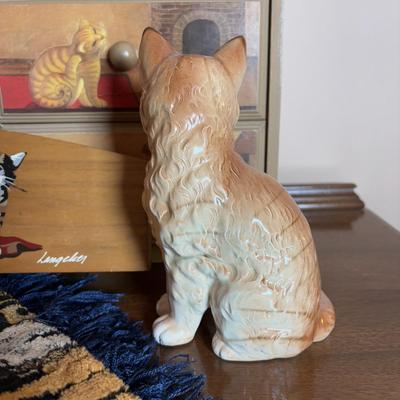 LOT 100: Here Kitty! Kitty! Home Decor, Cross Stich Grey Tabby, Woven Cat Tapestries, & More