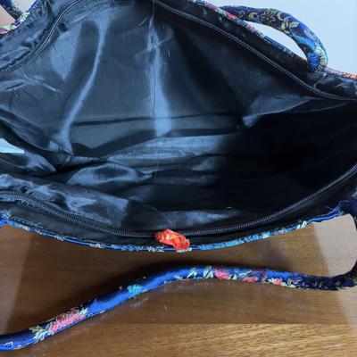 LOT 101: Framed Mixed Media Art Painting, Embroidered/Beaded Slippers, Multi-Colored Asian Motif Bag & More