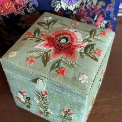 LOT 101: Framed Mixed Media Art Painting, Embroidered/Beaded Slippers, Multi-Colored Asian Motif Bag & More