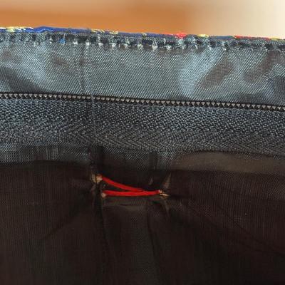 LOT 101: Framed Mixed Media Art Painting, Embroidered/Beaded Slippers, Multi-Colored Asian Motif Bag & More