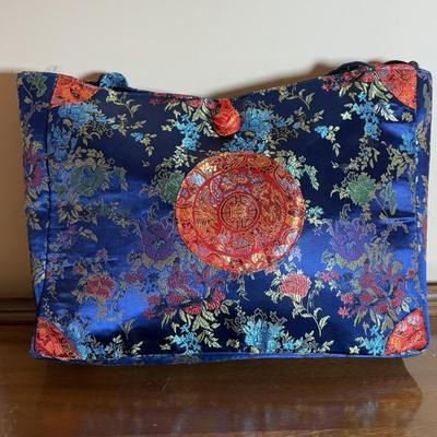 LOT 101: Framed Mixed Media Art Painting, Embroidered/Beaded Slippers, Multi-Colored Asian Motif Bag & More