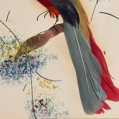 LOT 101: Framed Mixed Media Art Painting, Embroidered/Beaded Slippers, Multi-Colored Asian Motif Bag & More