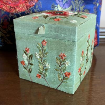 LOT 101: Framed Mixed Media Art Painting, Embroidered/Beaded Slippers, Multi-Colored Asian Motif Bag & More