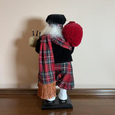 LOT 103: Scottish Bagpipe Chanter Kit, Junior Bagpipes, Tally Ho Scotty Dog Cardigan Sweater, Scottish Santa, & Knitted MacScarecrow...