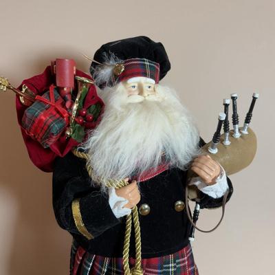 LOT 103: Scottish Bagpipe Chanter Kit, Junior Bagpipes, Tally Ho Scotty Dog Cardigan Sweater, Scottish Santa, & Knitted MacScarecrow...