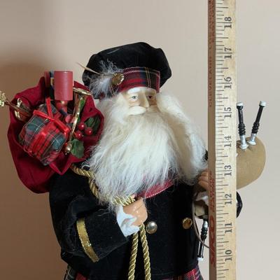 LOT 103: Scottish Bagpipe Chanter Kit, Junior Bagpipes, Tally Ho Scotty Dog Cardigan Sweater, Scottish Santa, & Knitted MacScarecrow...