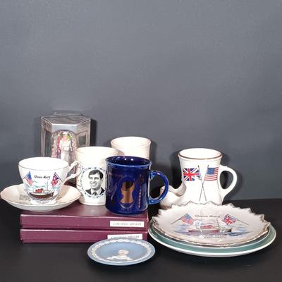 LOT 186: Regal Collection of English Royals Memorabilia Including a Wedgewood Princess Diana Plate, Royal Albert, Diana & Charles...