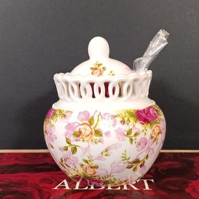 LOT 189: Royal Albert Old Country Roses Tea Pots. Jam Jar, Cracker Tray & More