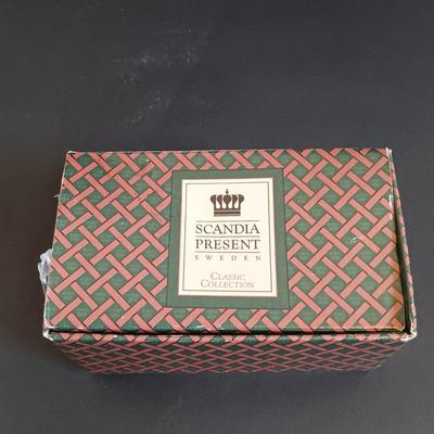 LOT 190: Ralph Lauren Edward Collection Crystal Decanter, Schott Mainz Jena Glasses & Magnor Glass