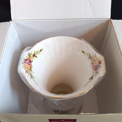 LOT 193: Royal Albert Old Country Roses Holiday Vase, Fall Foliage Turkey Salt & Pepper Shakers & JOY Dishes