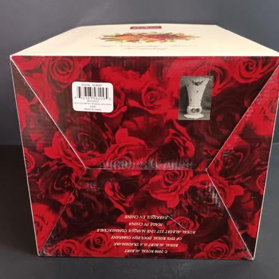 LOT 193: Royal Albert Old Country Roses Holiday Vase, Fall Foliage Turkey Salt & Pepper Shakers & JOY Dishes