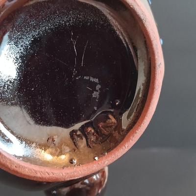 LOT 197: Denby 'Nevva Drip' Teapot with Set of (3) Redware Teapots