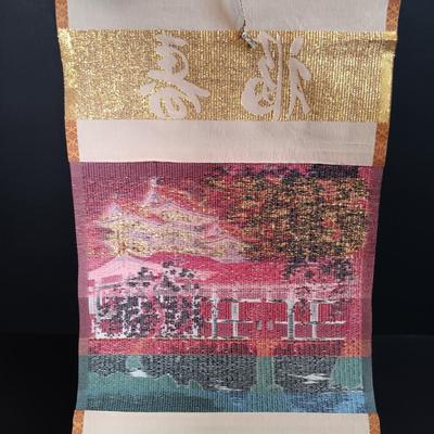 LOT 198: Vintage Embroidered Tapestry, Tourist Dolls, Chinese Paper Art & Mini Dragon Pottery