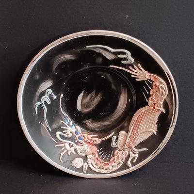 LOT 198: Vintage Embroidered Tapestry, Tourist Dolls, Chinese Paper Art & Mini Dragon Pottery