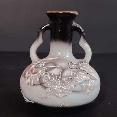 LOT 198: Vintage Embroidered Tapestry, Tourist Dolls, Chinese Paper Art & Mini Dragon Pottery