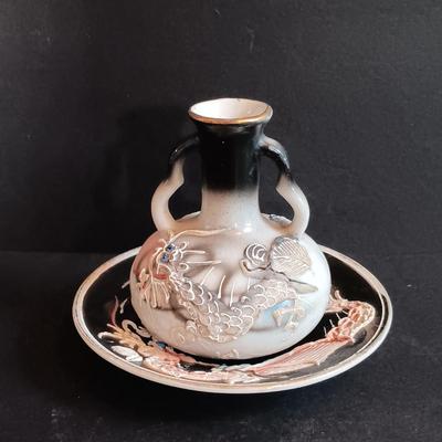 LOT 198: Vintage Embroidered Tapestry, Tourist Dolls, Chinese Paper Art & Mini Dragon Pottery