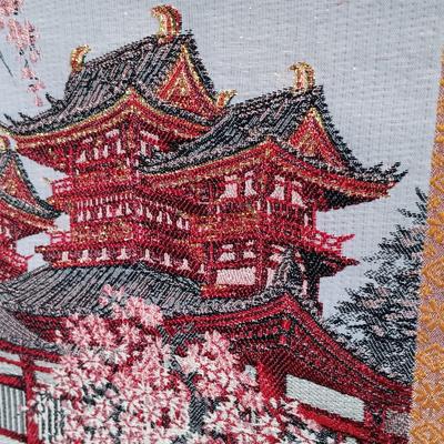 LOT 198: Vintage Embroidered Tapestry, Tourist Dolls, Chinese Paper Art & Mini Dragon Pottery