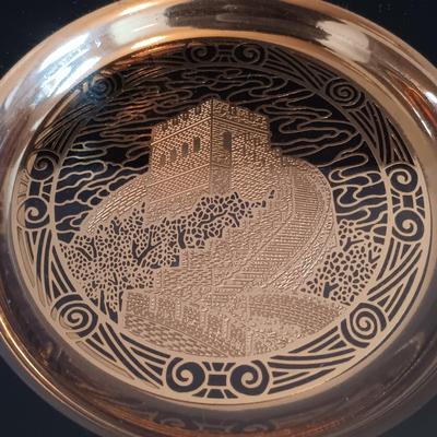 LOT 199: Set of (3) Framed Chinese Paper Art Birds, Framed Lee's Group 24K Gold Edged Plate & More