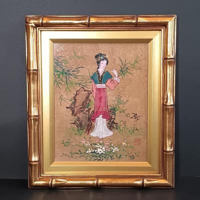 LOT 199: Set of (3) Framed Chinese Paper Art Birds, Framed Lee's Group 24K Gold Edged Plate & More