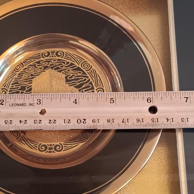 LOT 199: Set of (3) Framed Chinese Paper Art Birds, Framed Lee's Group 24K Gold Edged Plate & More