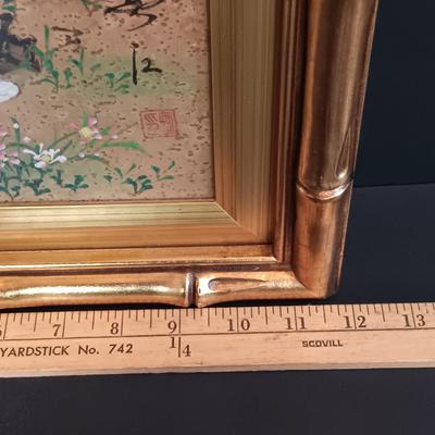 LOT 199: Set of (3) Framed Chinese Paper Art Birds, Framed Lee's Group 24K Gold Edged Plate & More