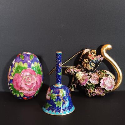 LOT 201: Collection of Cloisonne and Cloisonne-Inspired Jewelry & Figurines