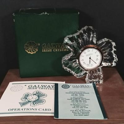 LOT 202: Gallaway Crystal Shamrock Clock, Art Glass Vases, Gold Plated and Crystal Pig & More