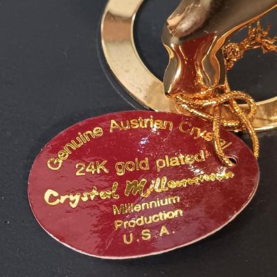 LOT 202: Gallaway Crystal Shamrock Clock, Art Glass Vases, Gold Plated and Crystal Pig & More