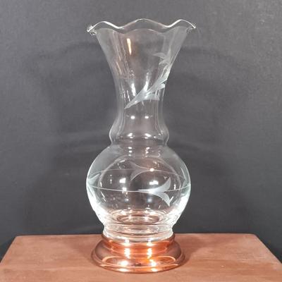 LOT 202: Gallaway Crystal Shamrock Clock, Art Glass Vases, Gold Plated and Crystal Pig & More