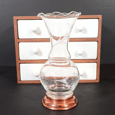 LOT 202: Gallaway Crystal Shamrock Clock, Art Glass Vases, Gold Plated and Crystal Pig & More