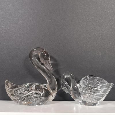 LOT 204: Collection of Crystal Swans, Lily Pads and Butterfly with Crystals