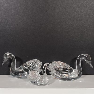 LOT 204: Collection of Crystal Swans, Lily Pads and Butterfly with Crystals
