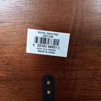 LOT 205: Royal Doulton Old Country Rose Tile Tray and Trivet, Royal Albert Holiday Chip and Dip Plate and Colander