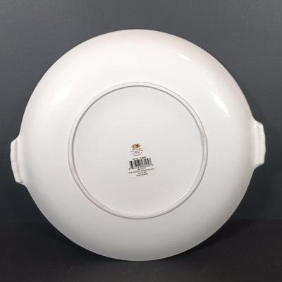 LOT 205: Royal Doulton Old Country Rose Tile Tray and Trivet, Royal Albert Holiday Chip and Dip Plate and Colander