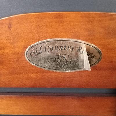 LOT 206: Royal Albert Old Country Roses Spice Jars with Wood Rack