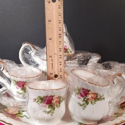 LOT 207: Royal Albert Old Country Roses Le Petite Tea Set In Original Box and Serving Dish