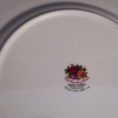 LOT 208: Large Set of Royal Albert Old Country Rose Cups, Saucers, Plates, Wine Glasses, Creamer and Sugar Bowl