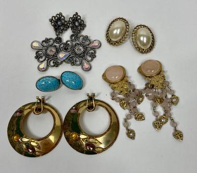Lot of 5 Vintage Clip-on Earrings