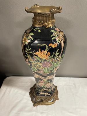 Castilian 19” tall black floral vase