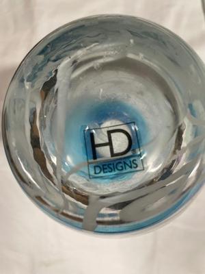 HD designs blue and clear swirled vase