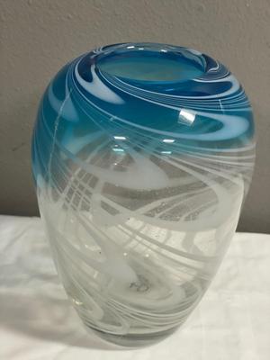 HD designs blue and clear swirled vase