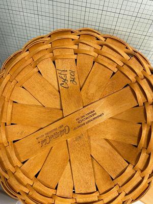 Longaberger sewing circle basket with blue and green trim