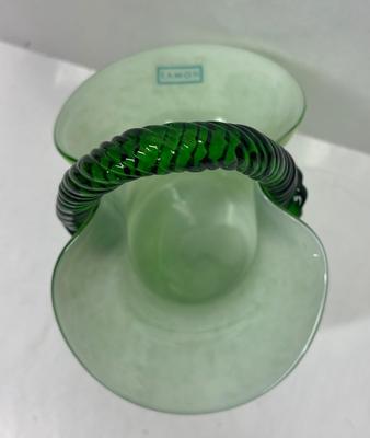 Eamon Of Ireland Blown Glass Basket Irish Shamrock St Patrick's Day Candy Dish
