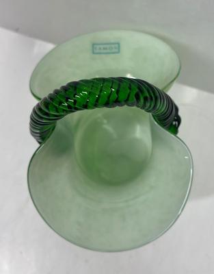 Eamon Of Ireland Blown Glass Basket Irish Shamrock St Patrick's Day Candy Dish