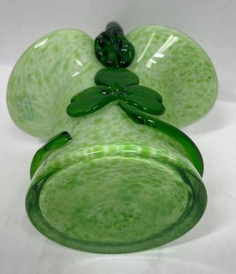 Eamon Of Ireland Blown Glass Basket Irish Shamrock St Patrick's Day Candy Dish