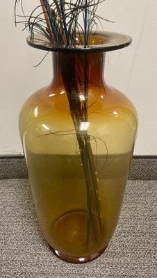 BLENKO Amber Art Glass Handmade Blown Table / Floor Vintage Vase
