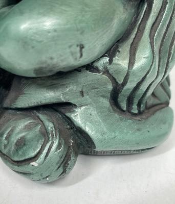 Large Mid-Century Universal Statuary Teal Green Copper Colored Chalkware Japan Figurines - Chicago